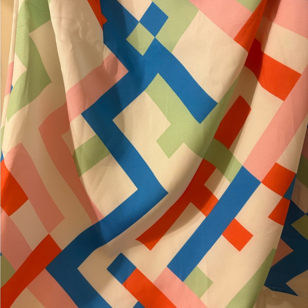 Colorful Geometric Pattern One Shoulder Dress - Picture 3 of 4